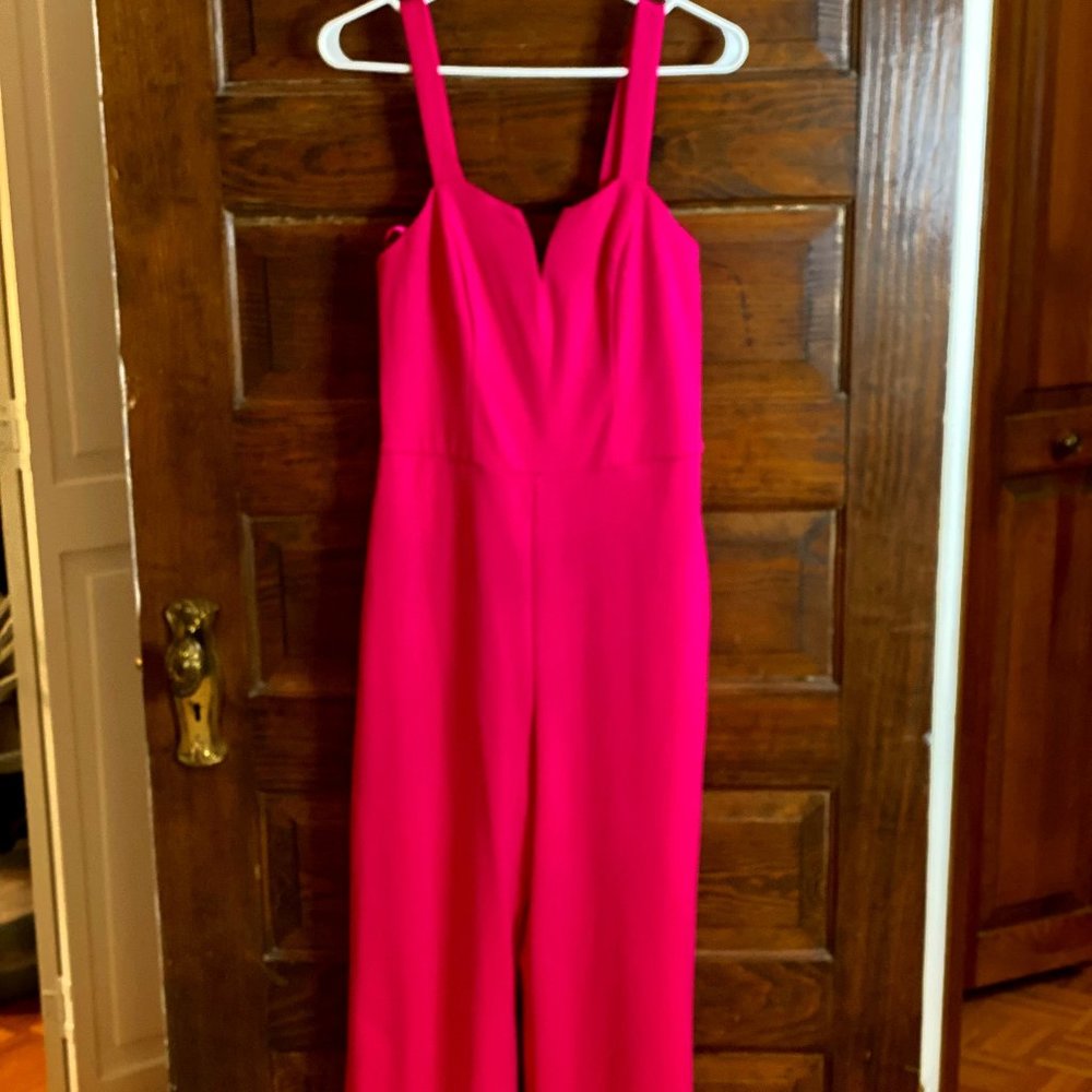 Bright Pink Sleeveless Jumpsuit with V-Neck